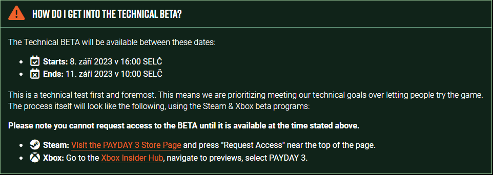 Payday 3 Open Beta Info