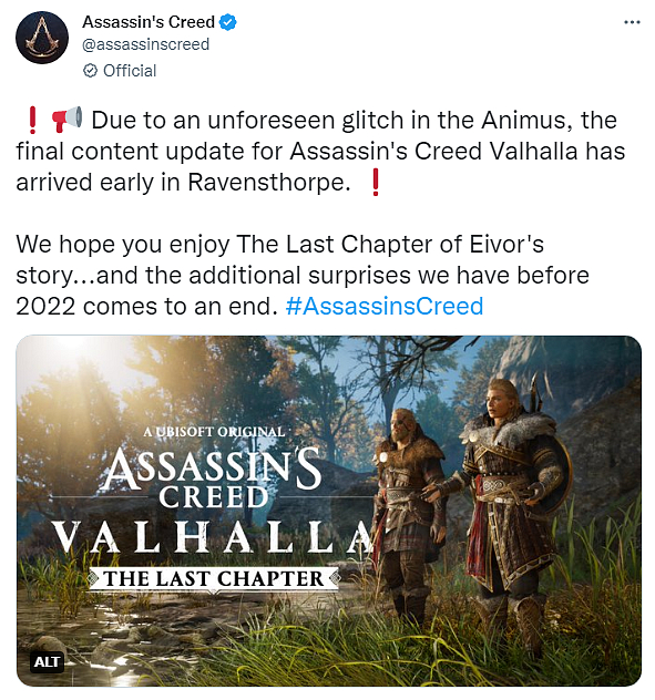 Ubisoft vydává aktualizaci The Last Chapter do Assassin's Creed Valhalla o týden dříve