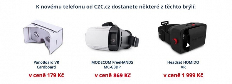 K vybraným  smartphonům na CZC.cz dostanete VR brýle zdarma