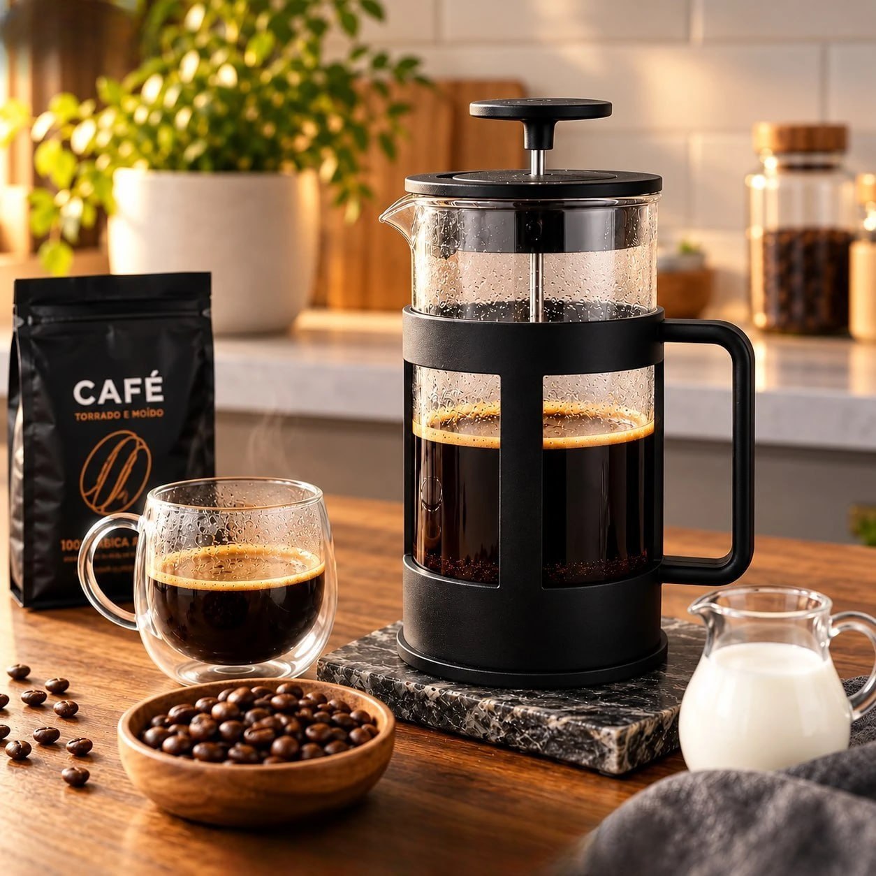 CAFÉZINHO NA PRENSA 

Cafeteira Prensa Francesa De Vidro Bor