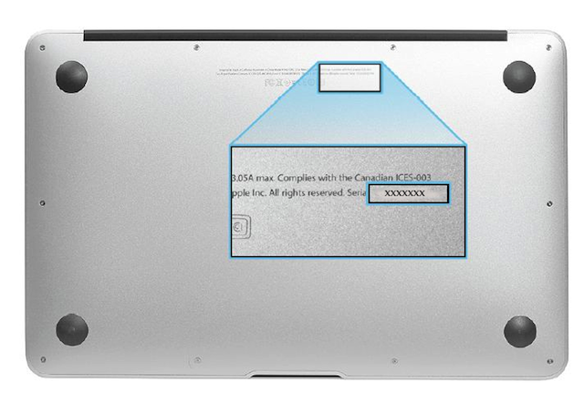 serial number to model number macbook air