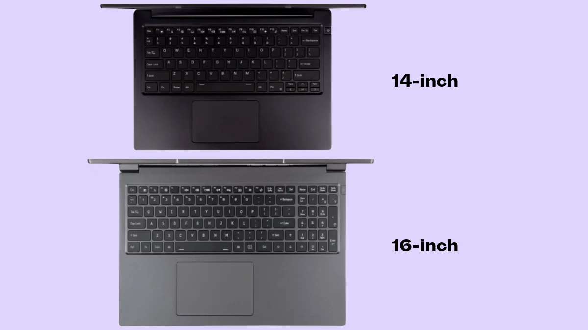 Image illustrates two System76 Lemur Pro laptop variations: 14 and 16-inch.