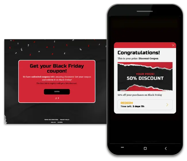 Black Friday coupon distribution with in-store redemption (mulit-language)