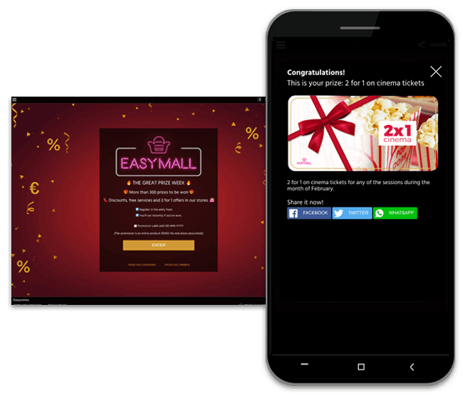 Instant prizes app for Shopping Centers