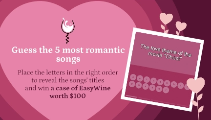 Guess the most five romantic songs for Valentine's (registry prior to game)