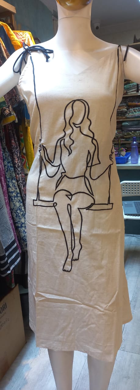 Effortless Khadi Cotton Jhula DressBreathable & Relaxed