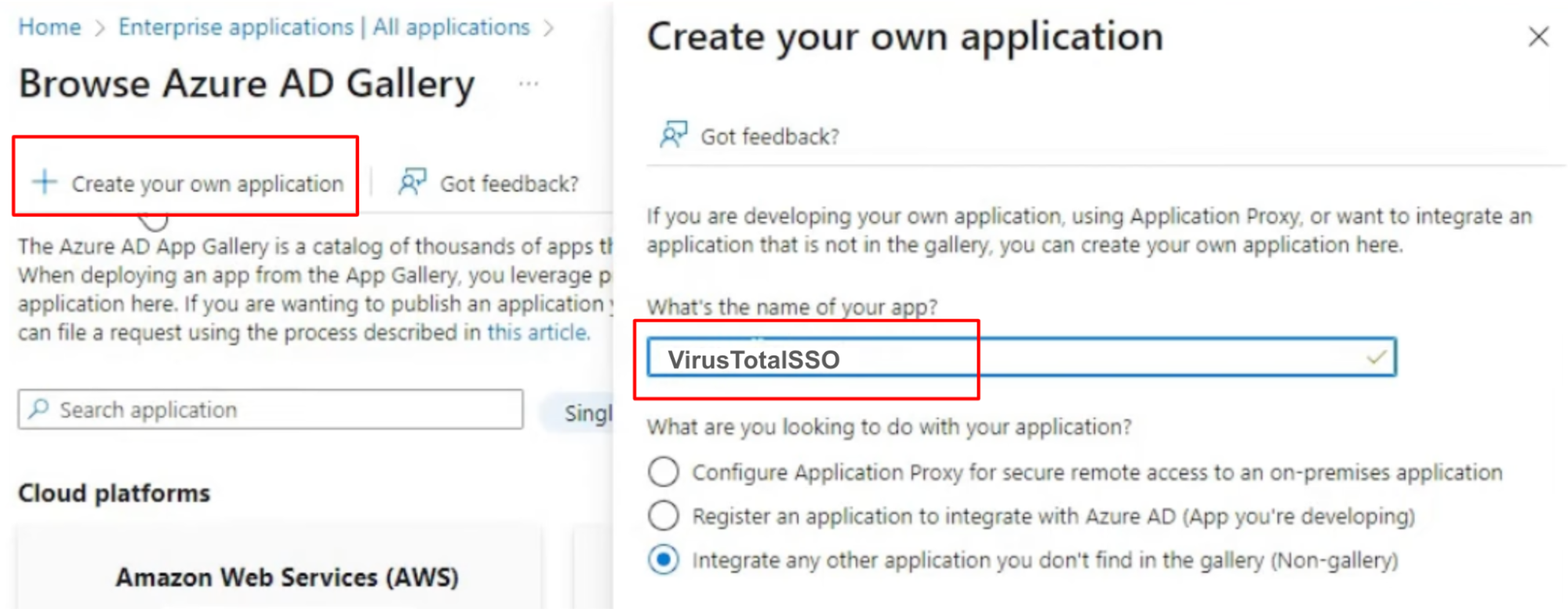 Configure application on azure