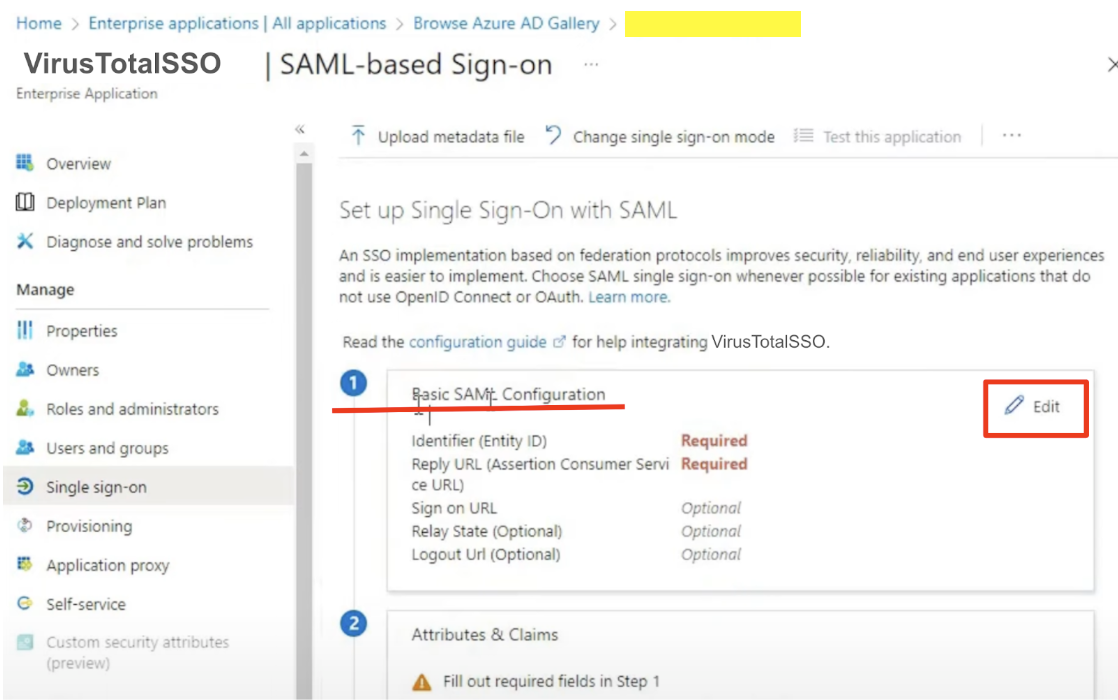 Basic SAML configuration