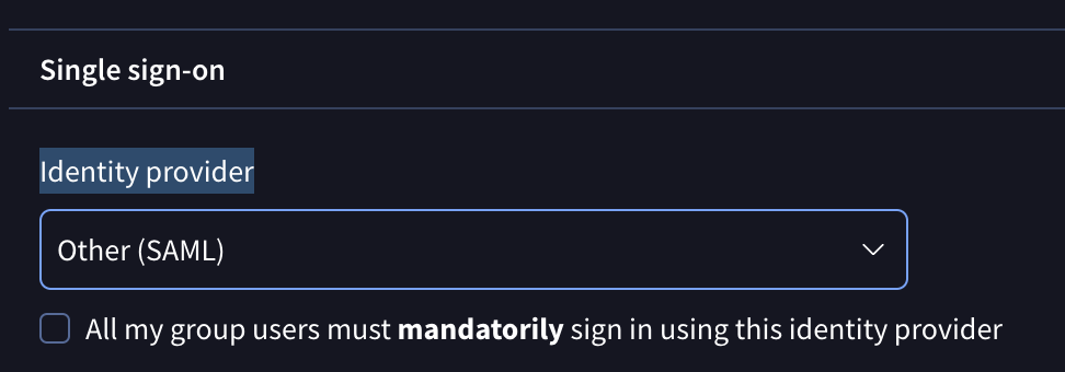 Enforce SAML checkbox
