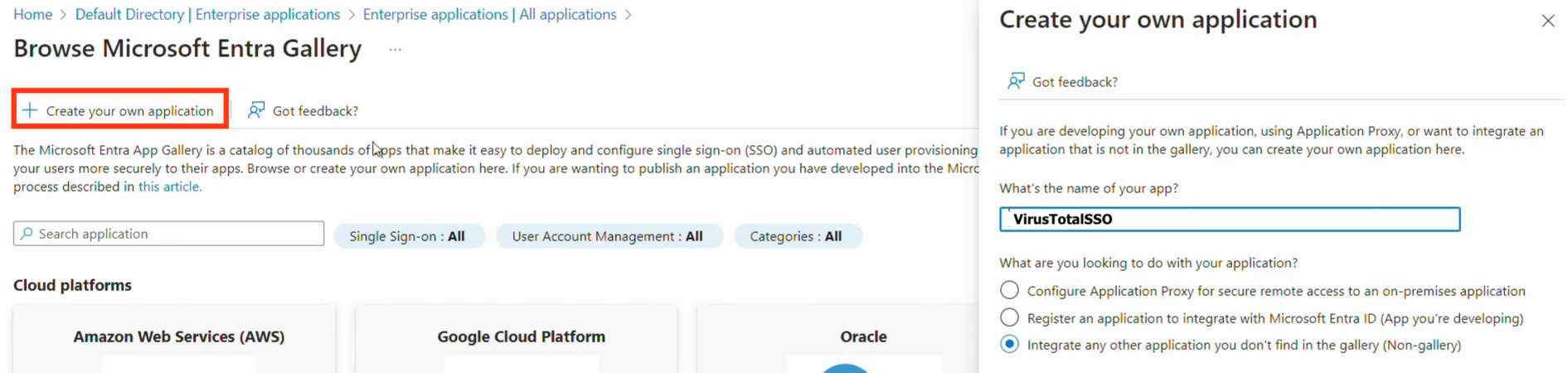 Configure application on Entra ID