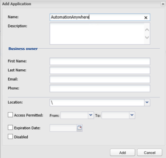 Add Application dialog box 1