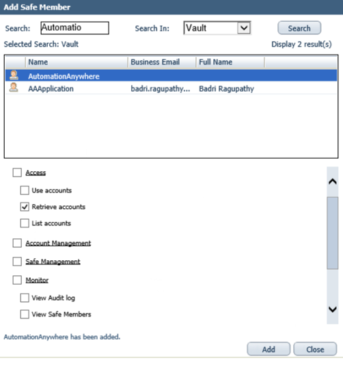 Add Application dialog box 8