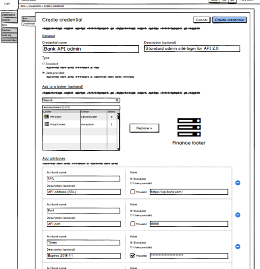 create credential page