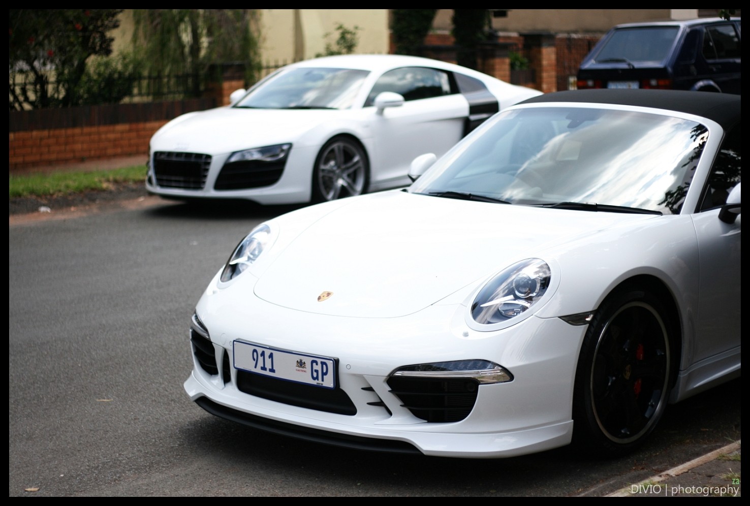 White Audi R8 and Porsche TechArt Carrera S Cabiolet in South Africa