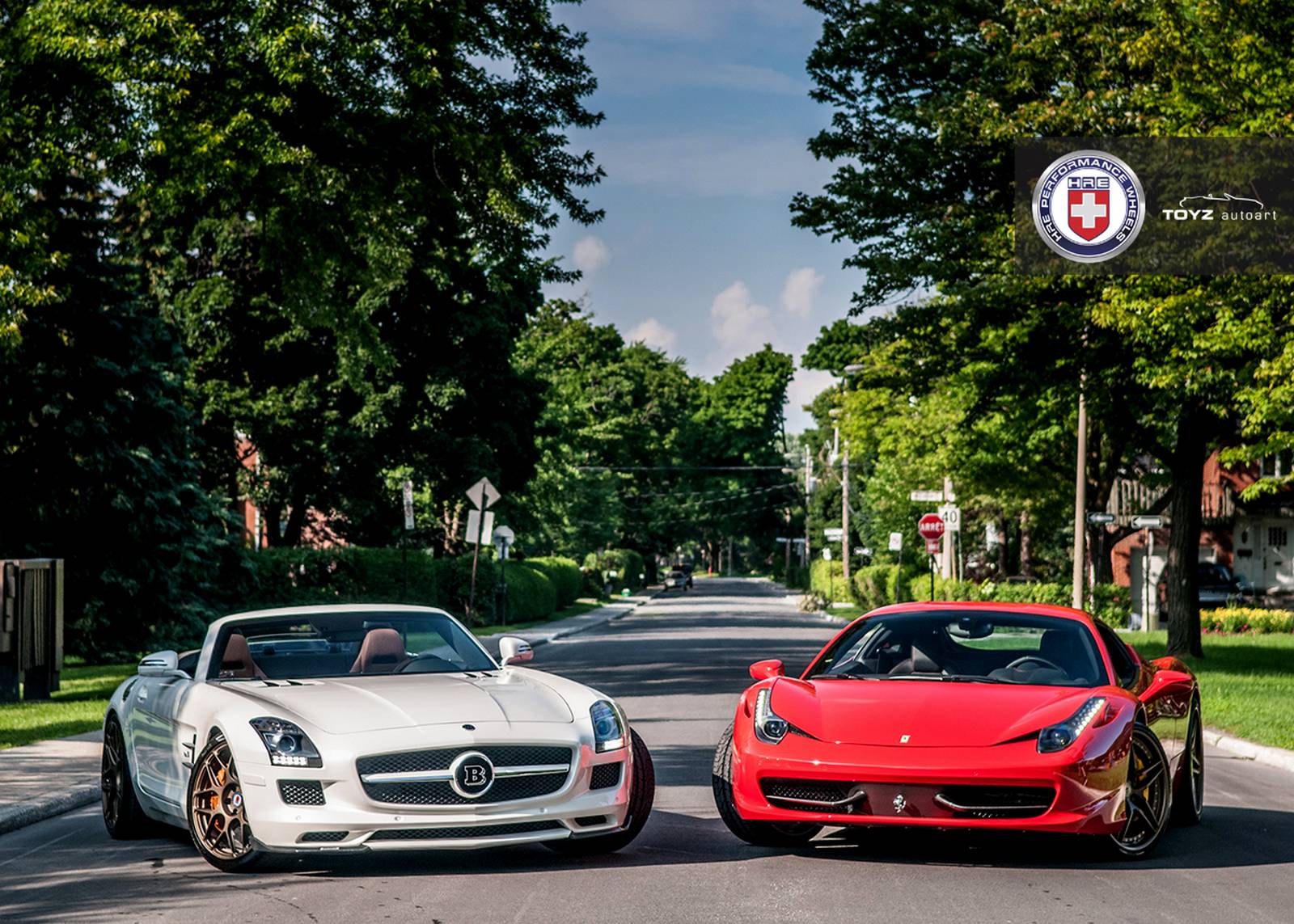 Mercedes-Benz SLS AMG and Ferrari 458 Italia on HRE Wheels - GTspirit