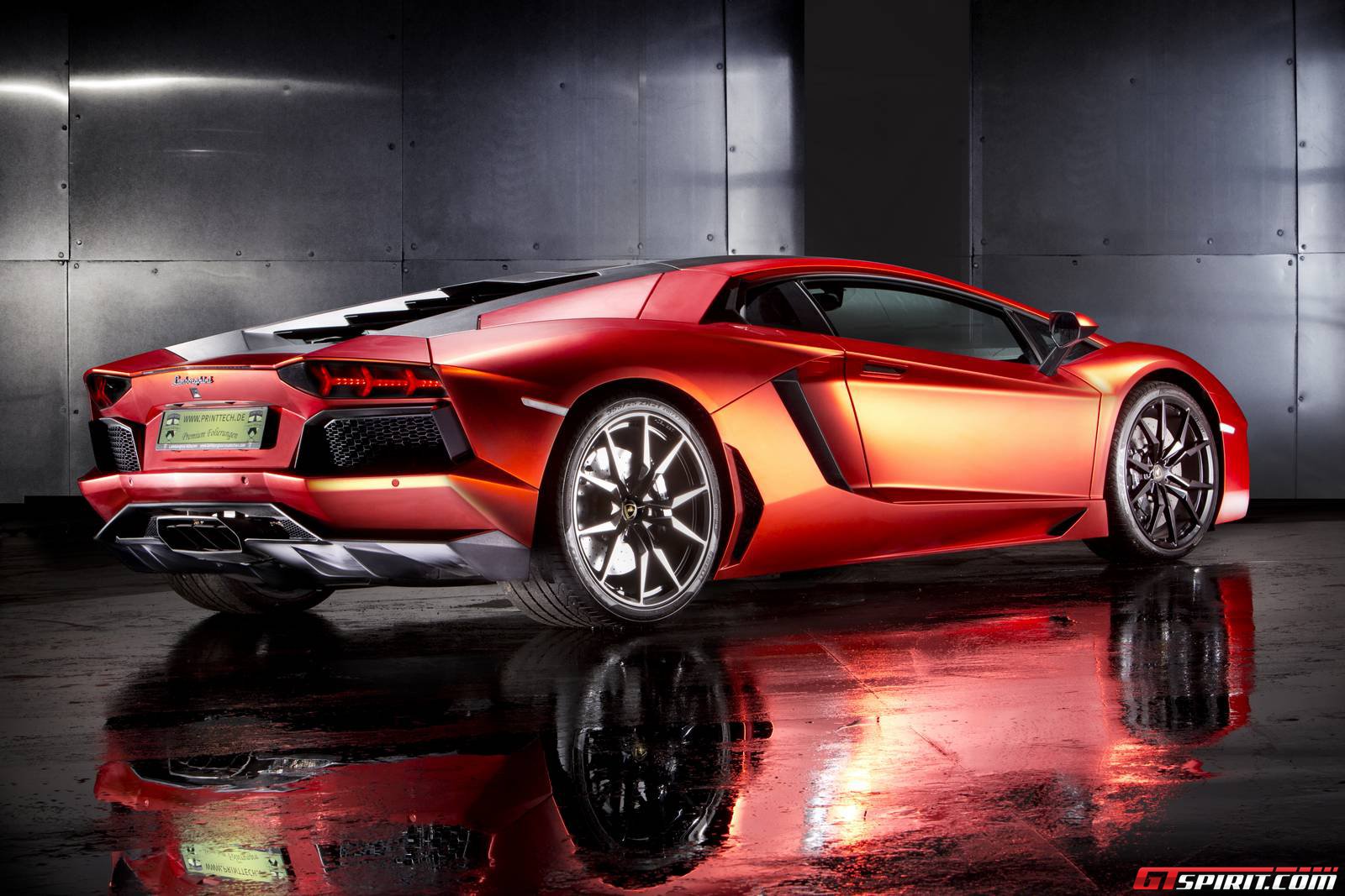 Orange/Red Chrome Lamborghini Aventador by Print Tech - GTspirit