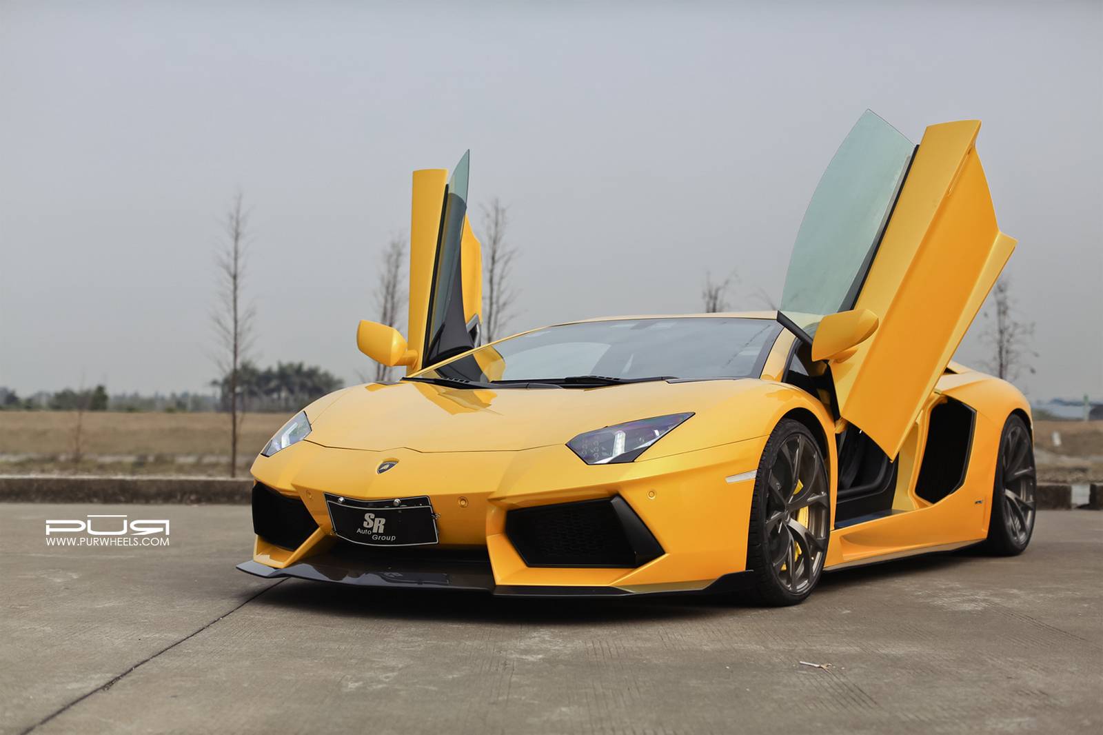 Bright Yellow Aventador on Bronze PUR Wheels GTspirit