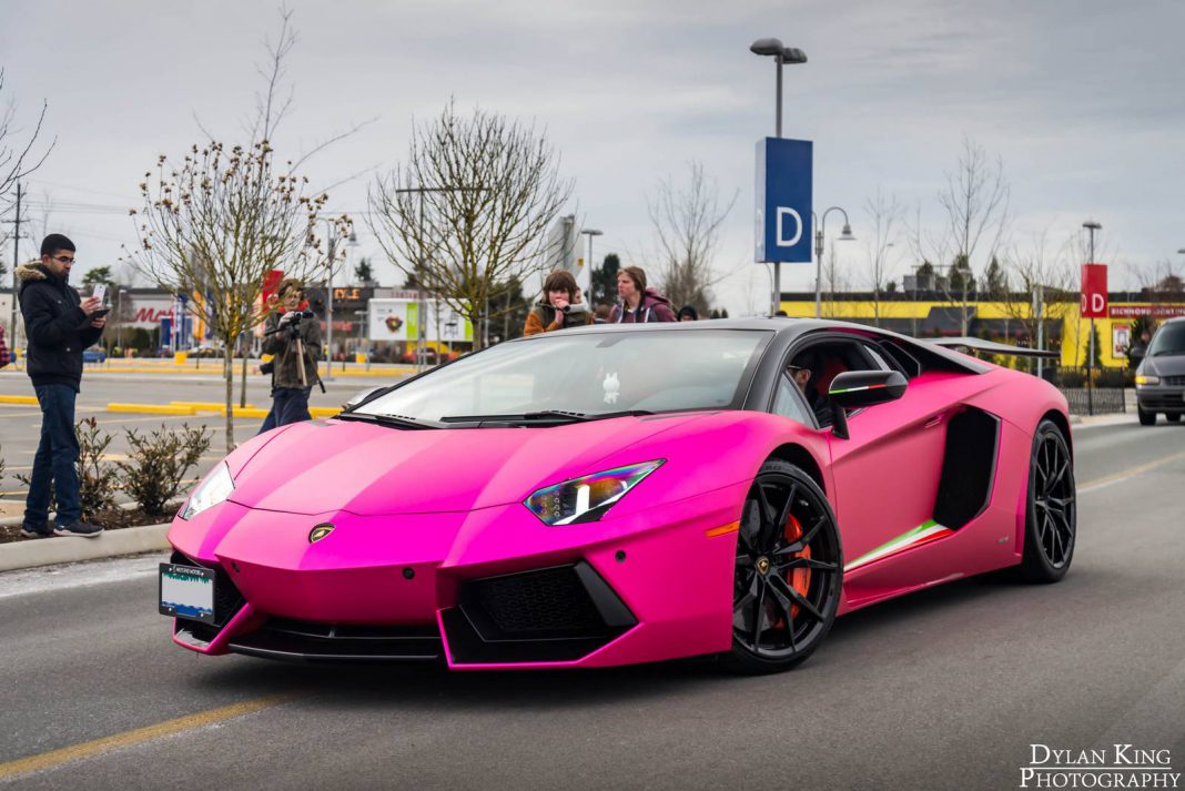 Matte Chrome Pink Lamborghini Aventador in Vancouver - GTspirit