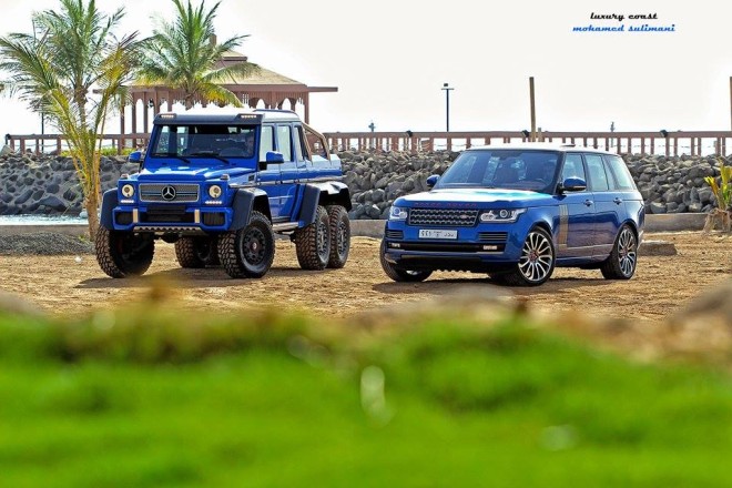 Blue Mercedes-Benz G 63 AMG 6x6 in the Red Sea - GTspirit