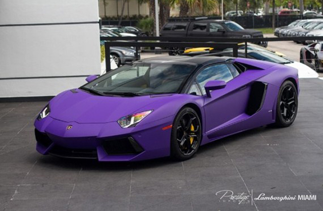 Unique Matte Purple Lamborghini Aventador Roadster For Sale - GTspirit