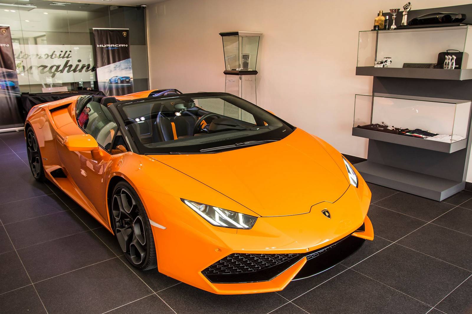  Orange  Lamborghini  Huracan  Spyder Displayed in Madrid 