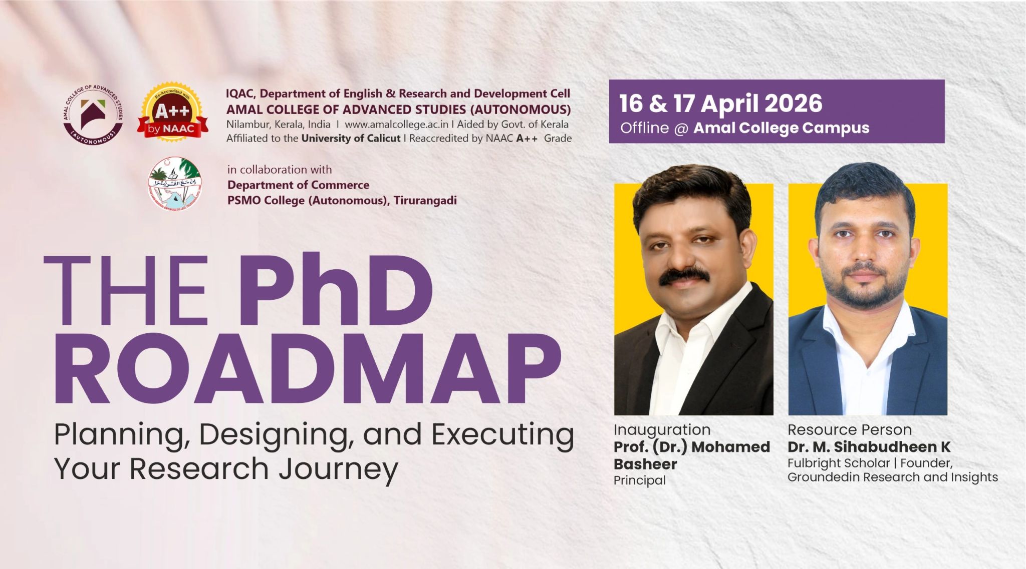 Dr. M Sihabudheen K — event poster