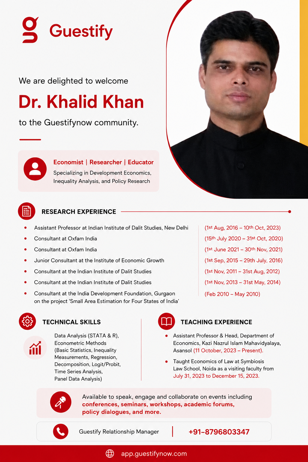 Dr. Khalid Khan — event poster