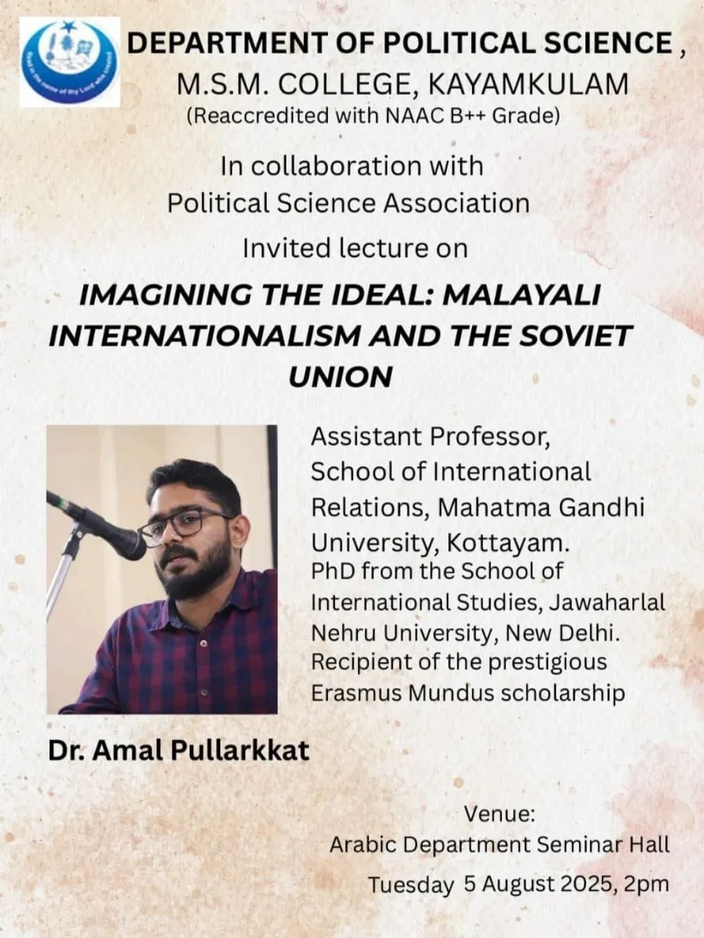 Dr. Amal Pullarkkattu — event poster