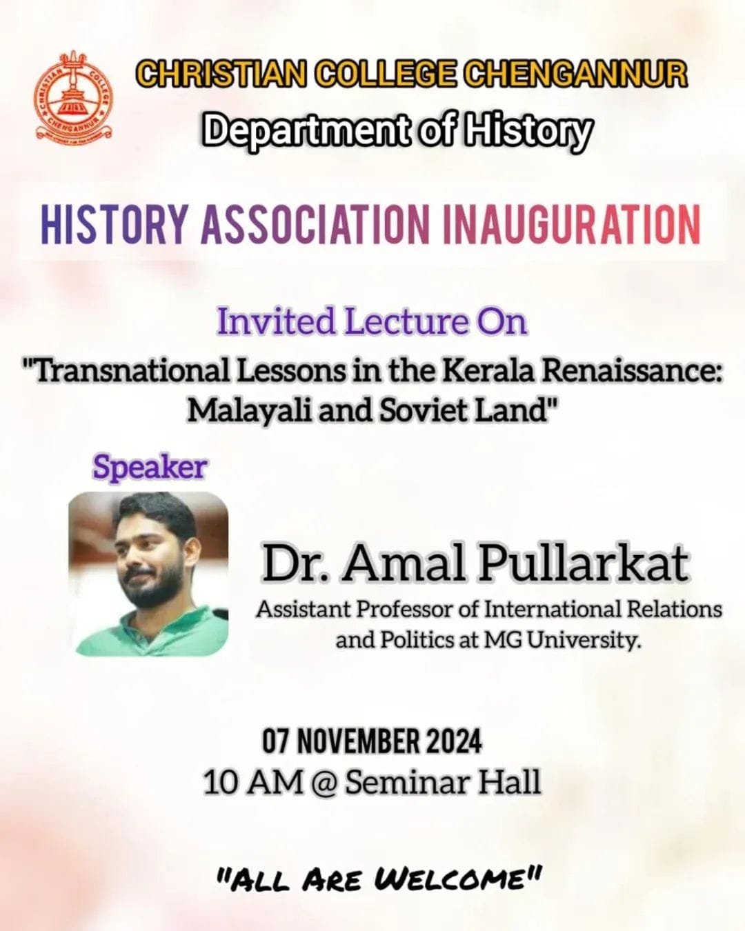 Dr. Amal Pullarkkattu — event poster