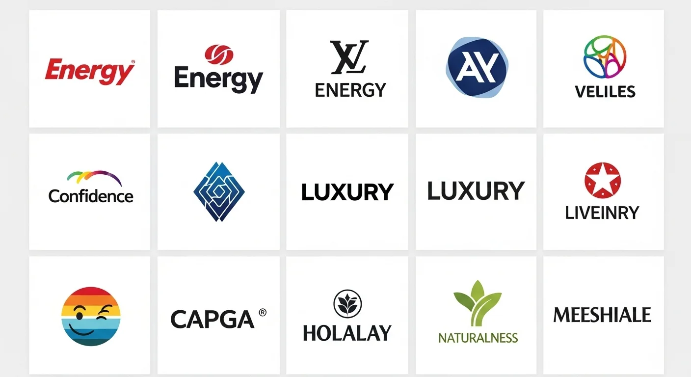 Collage de logos de marcas famosas que aplican la psicologia del color para evocar confianza, energía, lujo y naturalidad en su branding.