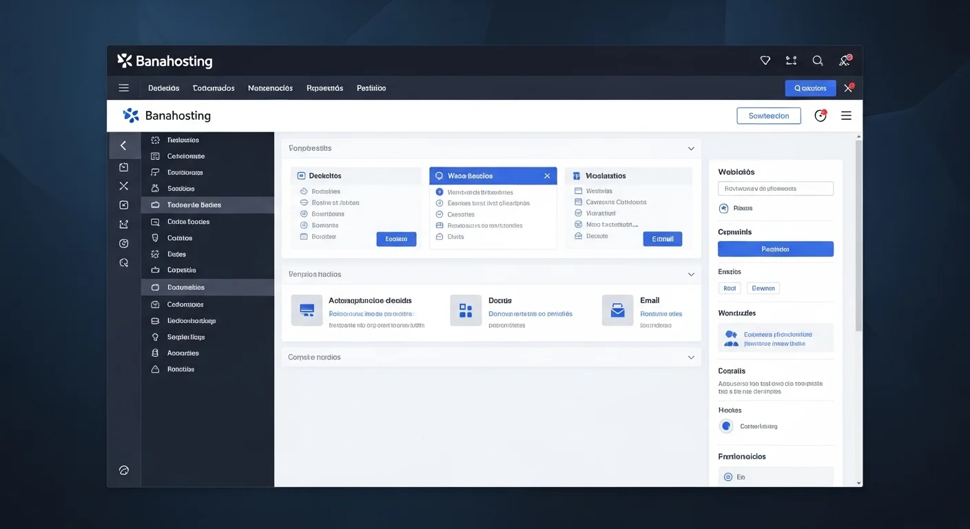 Interfaz del panel de control cPanel de Banahosting mostrando diversas funcionalidades para la gestión web.