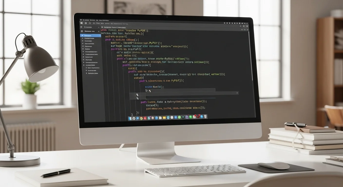 Fragmento de código en una pantalla que muestra el uso de inteligencia artificial con python pdf para extraer texto de un documento.