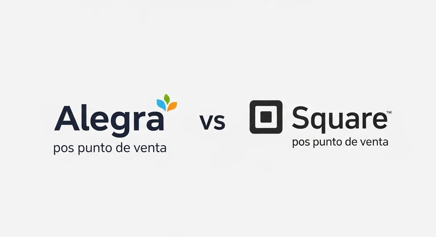 Una imagen comparativa que muestra los logos de Alegra pos punto de venta y Square pos punto de venta, simbolizando la elección de un sistema pos.