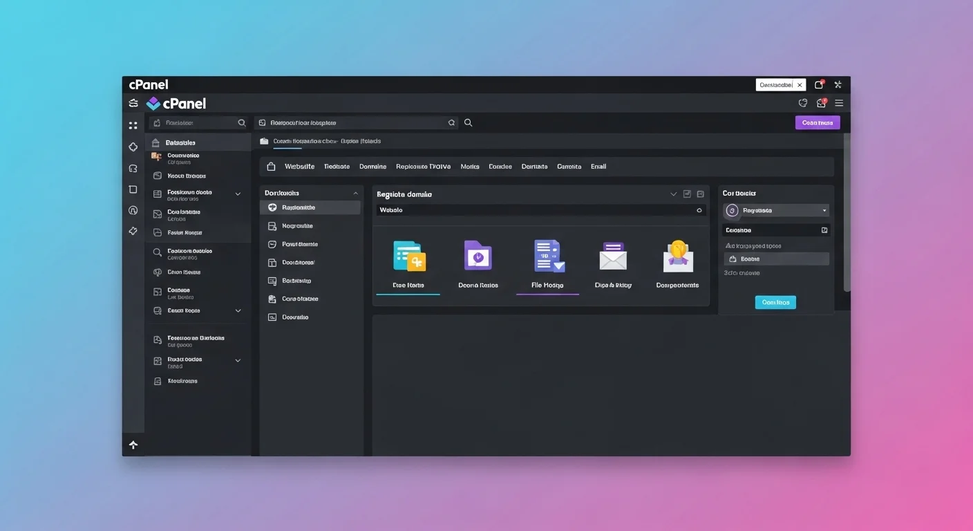 Interfaz del dashboard de cPanel mostrando sus principales funciones para la gestión de web hosting.