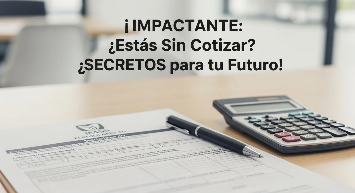 Imagen de un formulario del IMSS para la Modalidad 40 junto a una pluma y una calculadora, representando la acción de cotizar sin trabajar seguridad social.