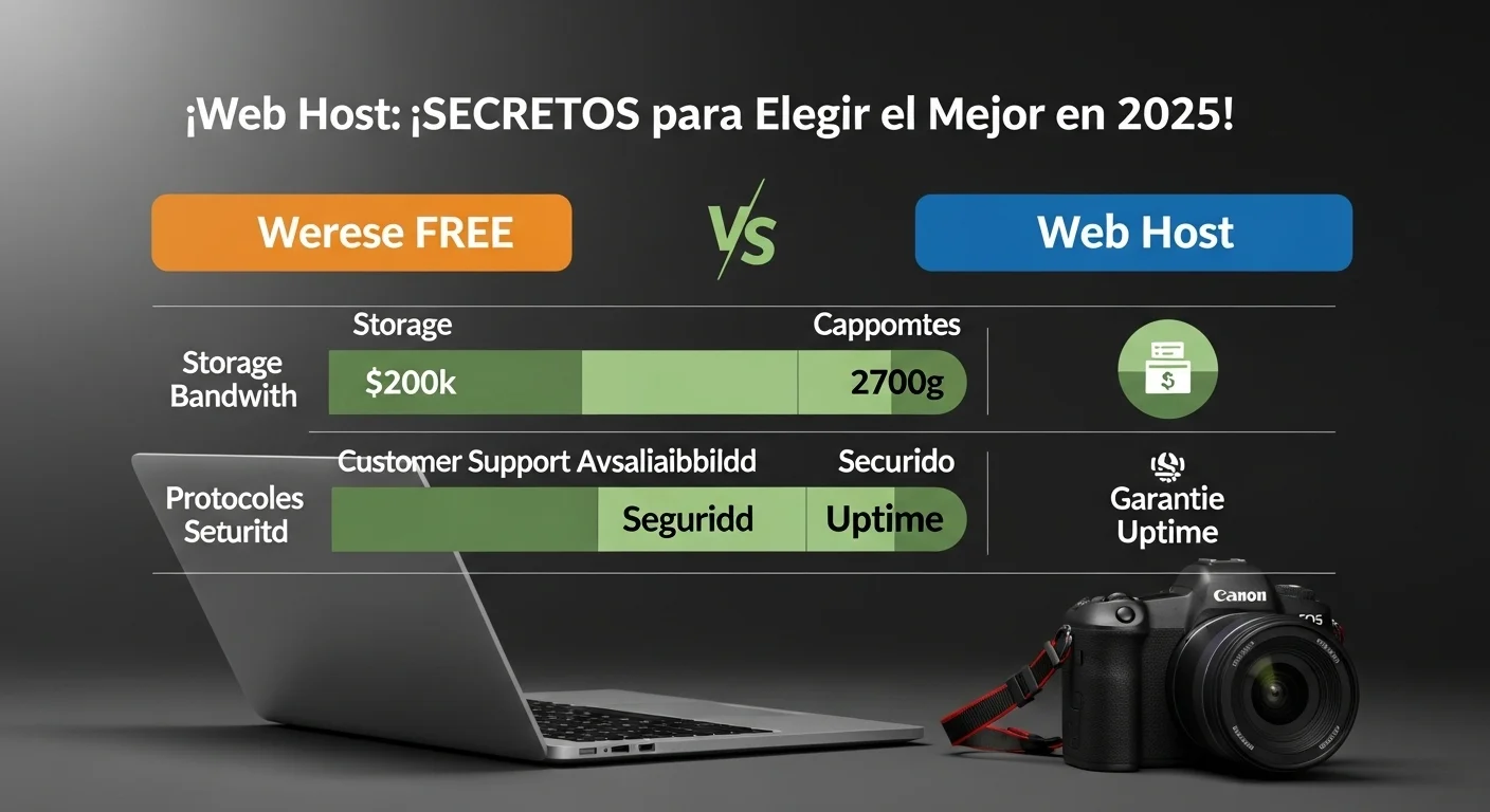 Gráfico comparando las características de un host para pagina web gratuito frente a un web host de pago.