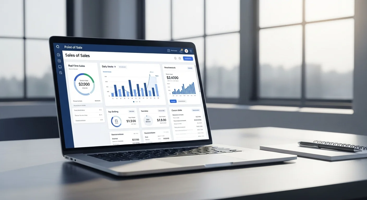 Pantalla de ordenador mostrando gráficos y analíticas de ventas generadas por un software para TPV.