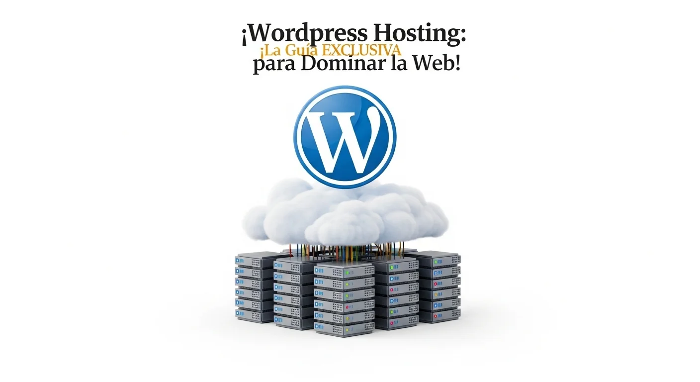 Una ilustración conceptual que muestra un logotipo de WordPress sobre una base sólida de servidores en la nube, simbolizando la importancia de un buen hosting WordPress.