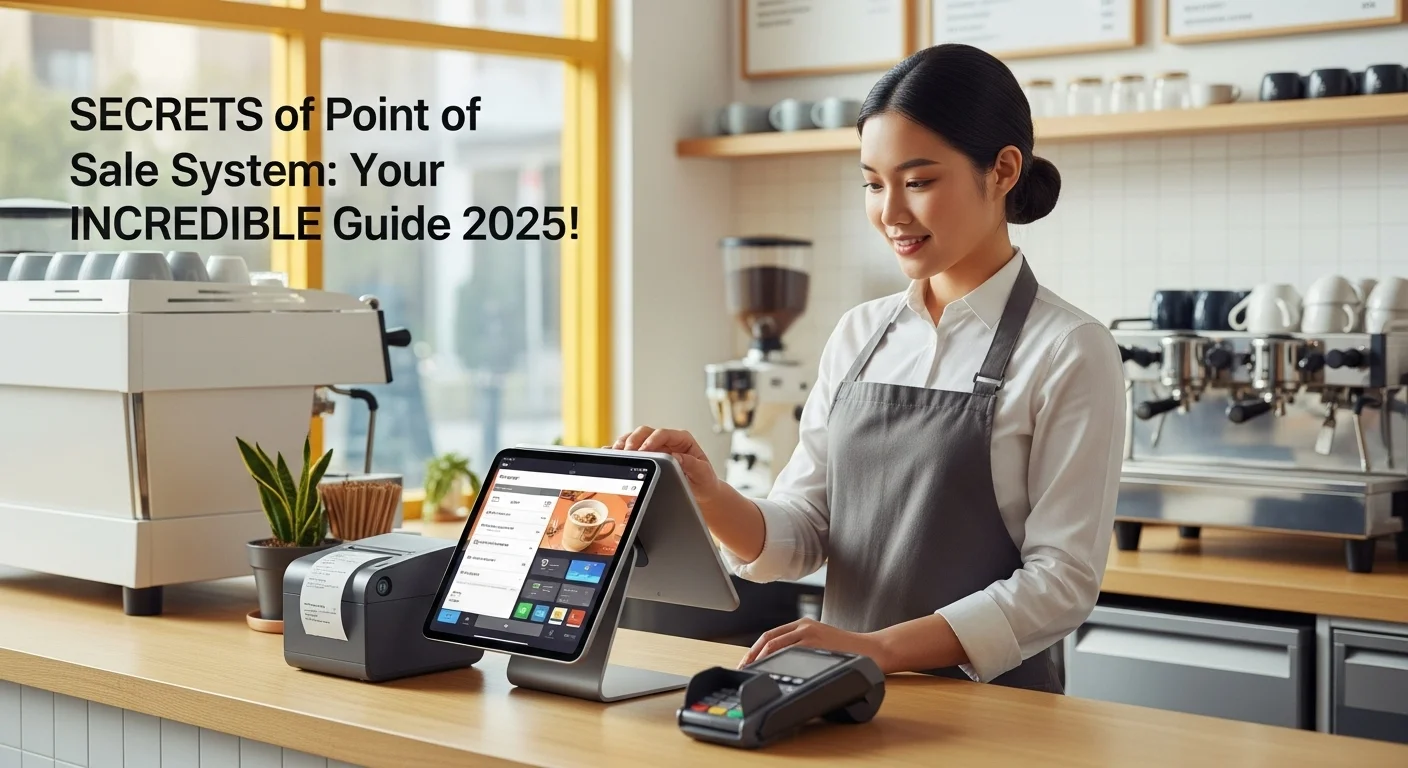 Un barista en una cafeter铆a artesanal utilizando un sistema punto de venta en un iPad para tomar un pedido, con una impresora de tickets y un lector de tarjetas al lado.