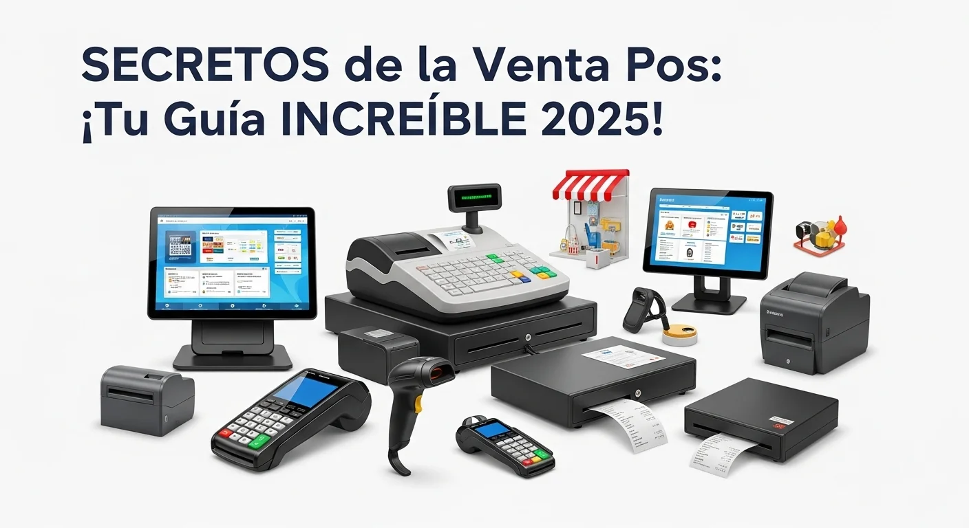 Infografía detallando los componentes de un sistema pos completo, incluyendo hardware, software y periféricos de una venta pos.