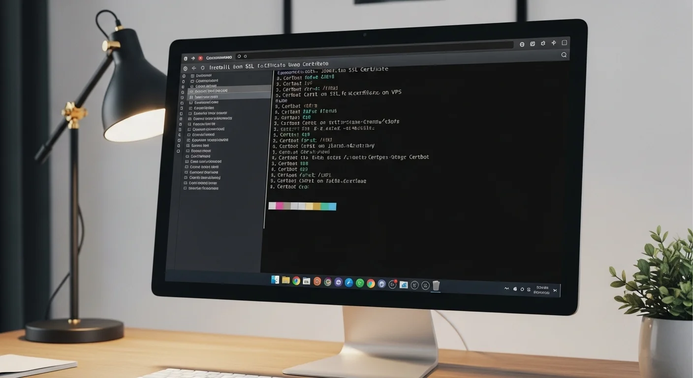 Una terminal de computadora mostrando los comandos para instalar un certificado Ssl en un servidor VPS, representando el proceso de configuración de un ssl vps con Certbot.
