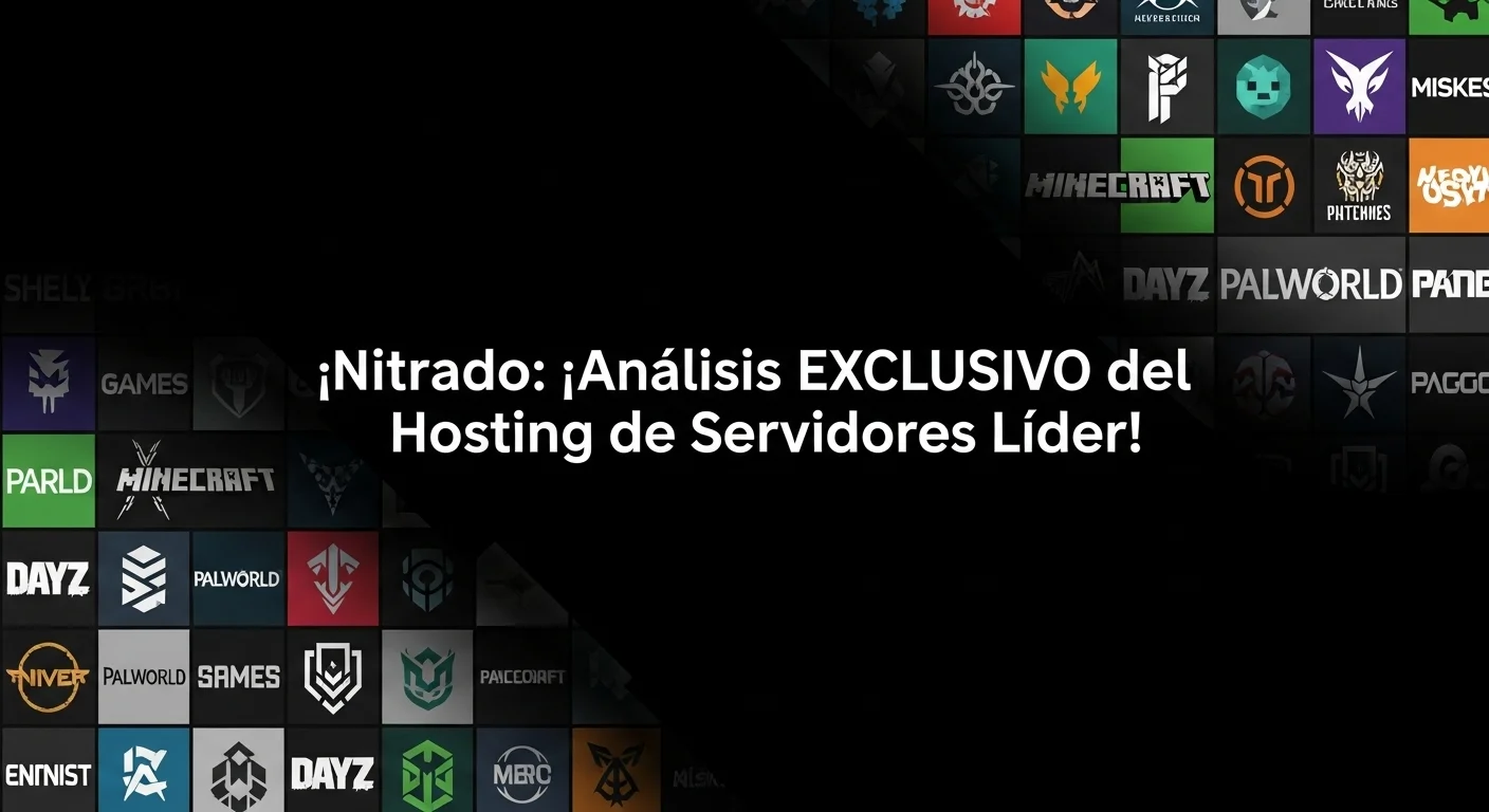 Mosaico con los logos de varios videojuegos populares disponibles para nitrado hosting, como Minecraft, Palworld y DayZ, demostrando la versatilidad del servicio.