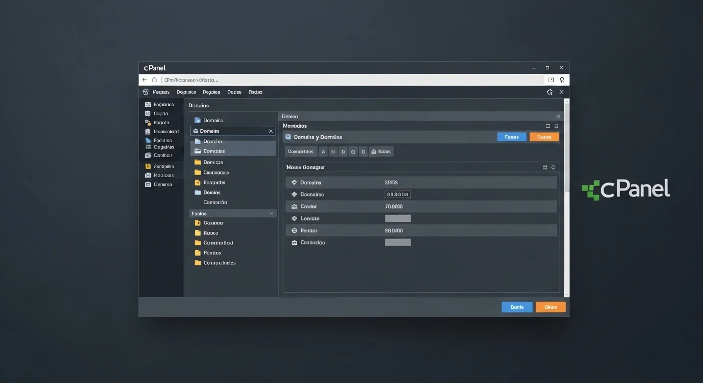 Captura de pantalla de un panel de control cPanel, una herramienta clave para la gestión al comprar dominio y hosting.