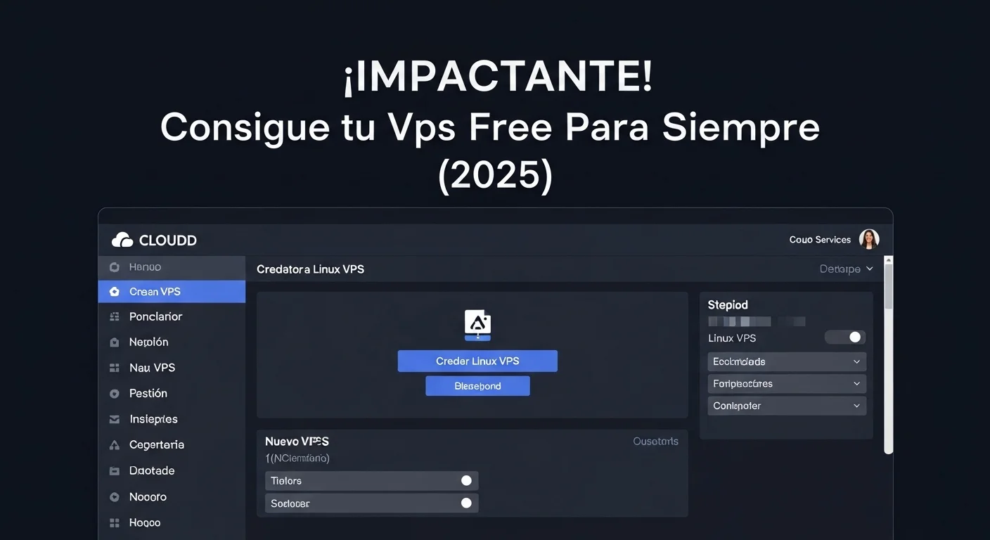 Dashboard o panel de control de un proveedor de servicios en la nube mostrando opciones para configurar un free vps con Linux.