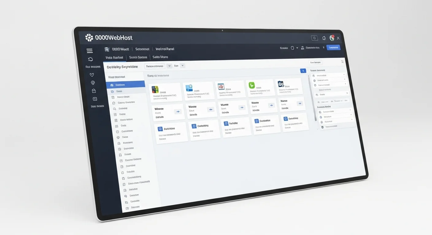 Captura de pantalla del panel de control de 000 web host, un popular host gratis para paginas web.