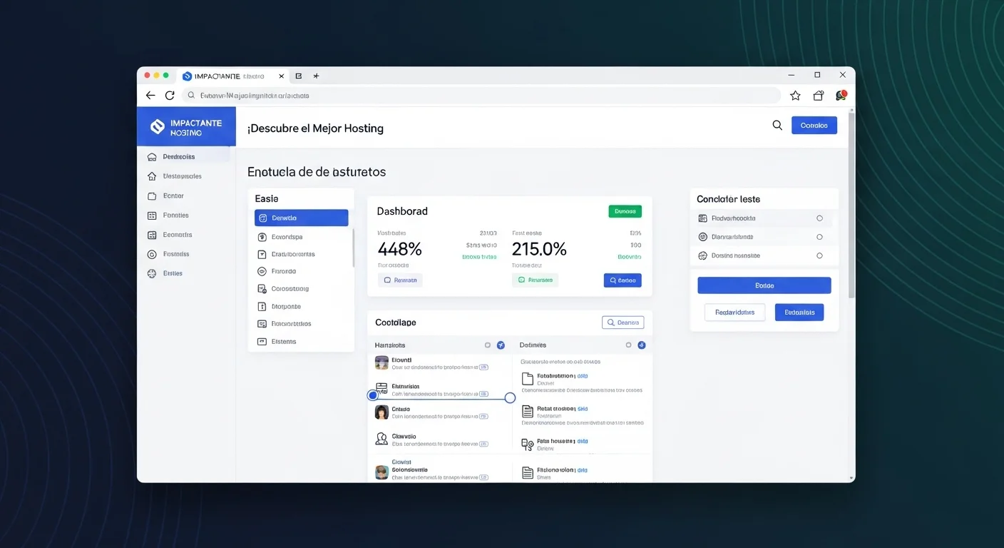 Captura de pantalla de un panel de control de hosting moderno y fácil de usar, una caracterÃstica importante del mejor hosting para principiantes.