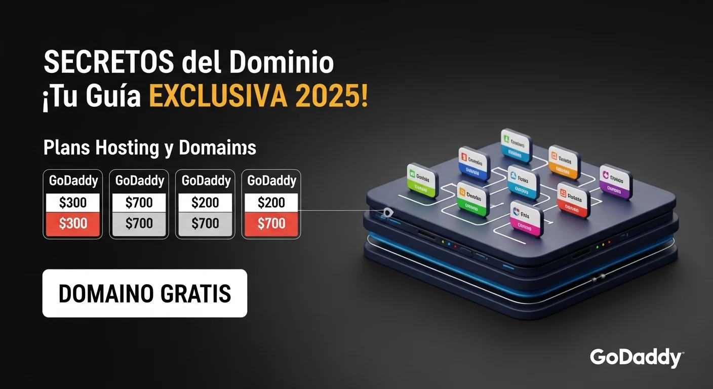 Comparativa de los planes de GoDaddy Hosting y Dominio, destacando la oferta de dominio gratis.