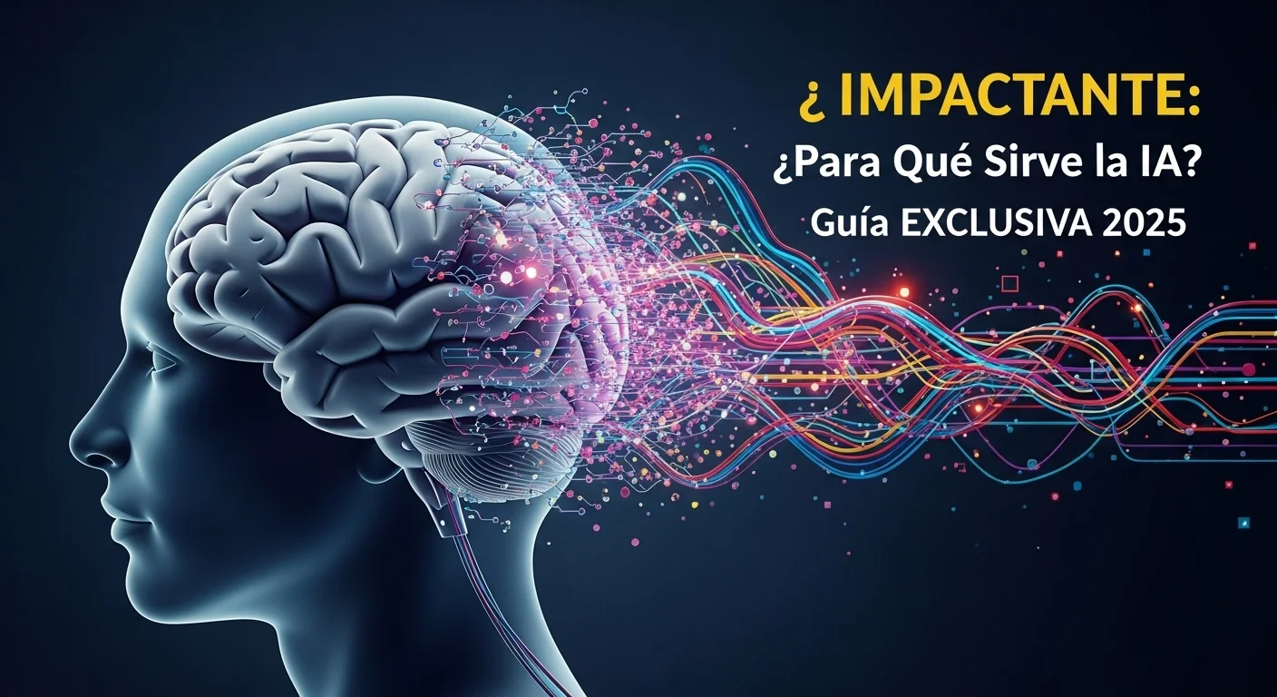 Una ilustración conceptual que muestra un cerebro humano fusionándose con circuitos digitales, representando la pregunta para que sirve la inteligencia artificial.