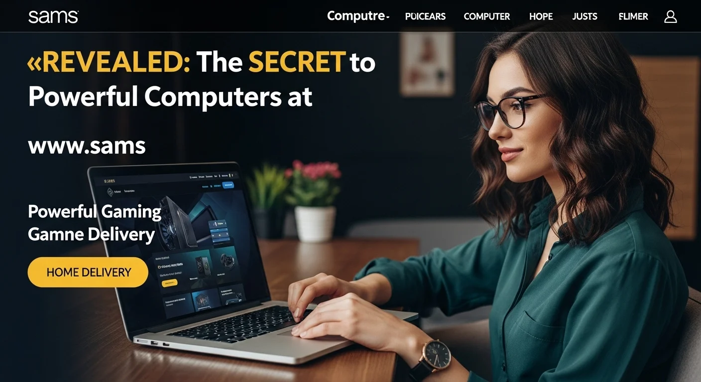Una persona utilizando una laptop para navegar en la página web de Sams, www sams, y comprar una computadora con servicio a domicilio.