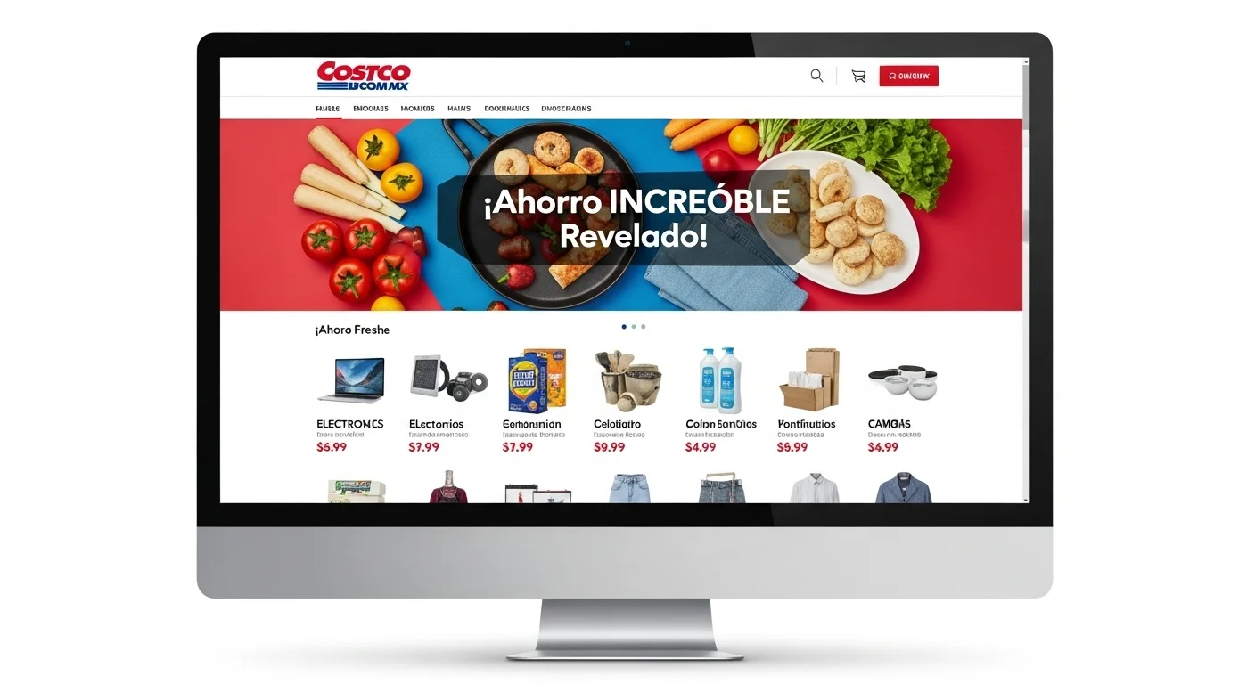 Captura de pantalla de la página principal de Costco Com Mx, mostrando la variedad de productos disponibles para compras en línea.